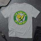 Grey t-shirt with "I'm kind of a big dill" text and pickleball graphic.