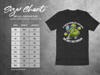 Bella + Canvas 3001 unisex tee size chart with pickleball character on shirt.