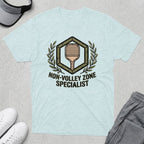 Light blue t-shirt with pickleball graphic and "Non-Volley Zone Specialist" text.