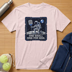 T-shirt with astronaut playing pickleball on the moon, text "ONE SMALL DINK FOR MAN."