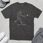Dark t-shirt with white outline of a pickleball player and "the art of the dink" text.