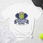 White t-shirt with "KITCHEN KING" text and pickleball graphic.