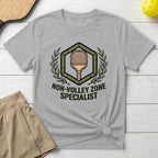 Gray t-shirt with "Non-Volley Zone Specialist" and pickleball graphic.