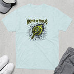 Master of Paddles t-shirt featuring a cracked pickleball paddle surrounded by flames.