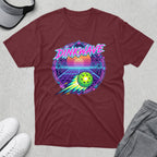 Maroon t-shirt with "DINKWAVE" text and neon pickleball graphic.
