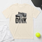 T-shirt with "DINK" graphic and pickleball court illustration.