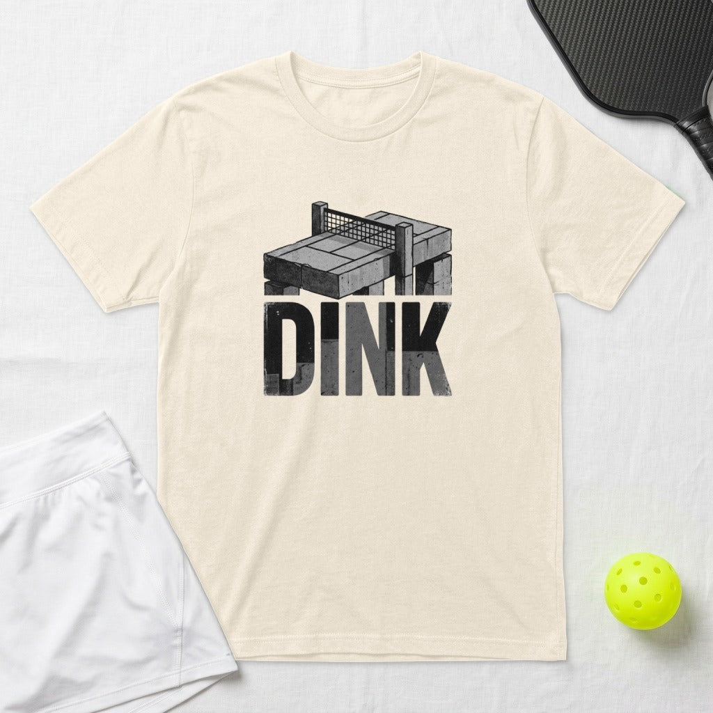 T-shirt with "DINK" graphic and pickleball court illustration.