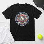 Black t-shirt with "High-Octane Pickleball" logo, featuring wings and a pickleball.