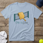 Light blue t-shirt with pickleball paddle and net graphic and "Time to Dink" text.