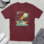 Maroon t-shirt with "Visit Sector 0-0-2 Pickleball Paradise!" text and space-themed pickleball graphic.