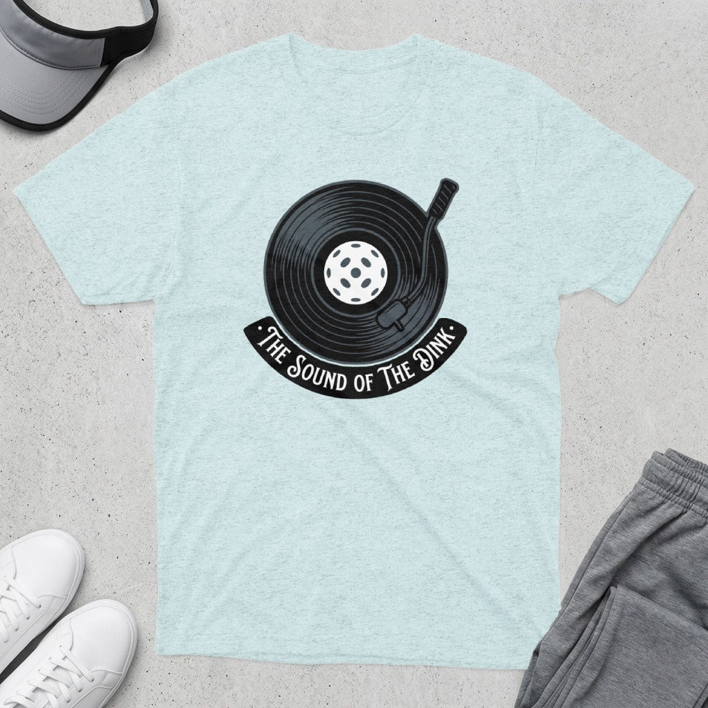 T-shirt with a pickleball record graphic and text "The Sound of the Dink".