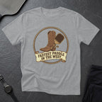 Brown cowboy boot and pickleball paddle in rope circle, "Fastest Paddle in the West" banner.