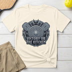 Cream t-shirt with "Victory or The Kitchen" pickleball graphic.