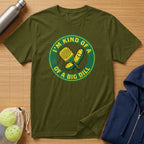 Green t-shirt with "I'm kind of a big dill" pickle and paddle graphic.