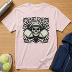 T-shirt with skull, crossed pickleball paddles, and "Kitchen Reaper" text.