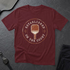 Maroon t-shirt with "Established on the Court" and pickleball paddle graphic.