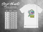 Bella + Canvas unisex t-shirt size chart showing width and length measurements.