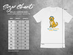 Size chart for BELLA + CANVAS 3001 t-shirt with dog graphic.