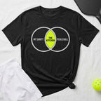 Black t-shirt with Venn diagram showing "MY SANITY" and "THE KITCHEN PICKLEBALL" circles.