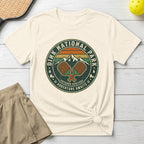 Dink National Park circular logo with pickleball paddles and mountains.